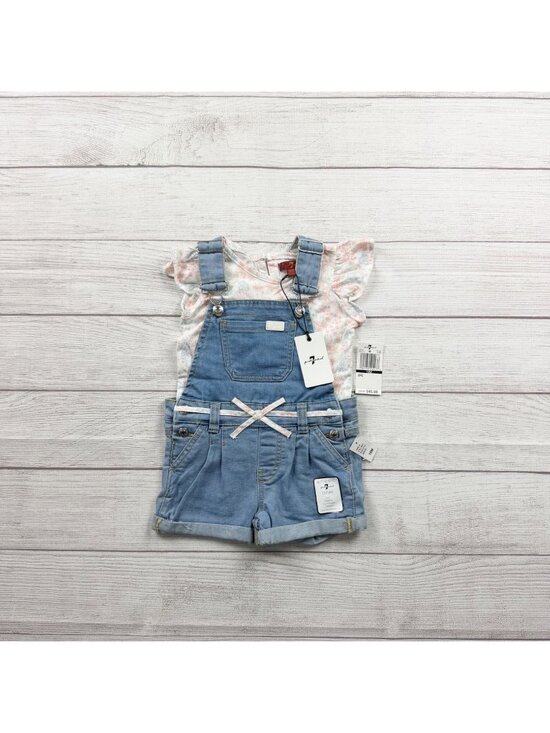 7 For All Mankind Other - 7 For All Mankind Baby Overall Shorts Set Shortalls 2PC Outfit NWT 12-18 Months